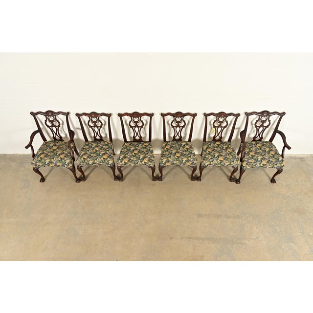1920s Romweber Antique Chippendale Carved Mahogany Dining Chairs, Set of Six For Sale - Image 5 of 14