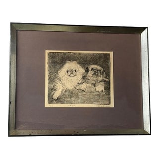 Don Swann ( 1889-1954 Us) Signed "Pekingese" Etching #48/250 LTD Ed Print Framed For Sale