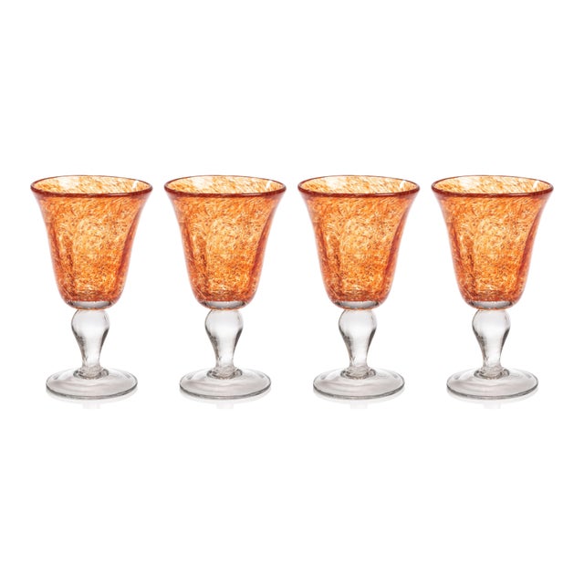 2020s Antibes 4-Piece Set Wine Glasses, Orange For Sale - Image 5 of 5