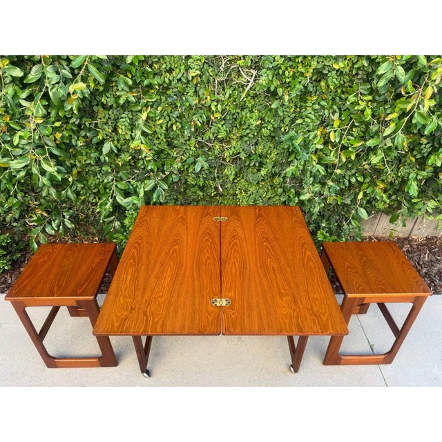 Item# ABX68 Vintage Mid-Century Modern “Triform” nesting table set by A.H. McIntosh, made in Scotland in the 1960s....