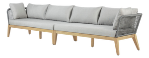 Cypress Teak Wood 128" Sofa With Gray Color Rope Design