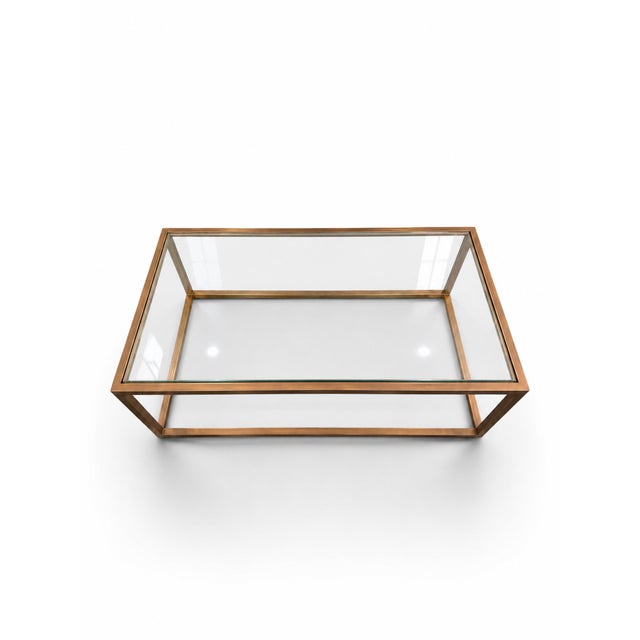 Arhaus Attributed Arhaus Bronze-Finished Metal and Glass Rectangular Coffee Table For Sale - Image 4 of 11