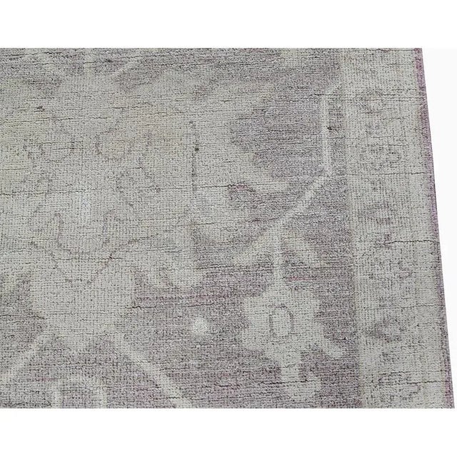 2010s Handwoven Light Pink/Green Oushak Style Area Rug 2'9" X 6'10" For Sale - Image 5 of 12