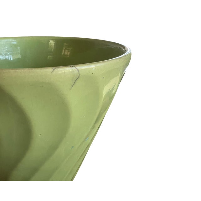 Ceramic Vintage Bauer Swirl Planter, Lime Green Mid Century Modern Ceramic Los Angeles For Sale - Image 7 of 8