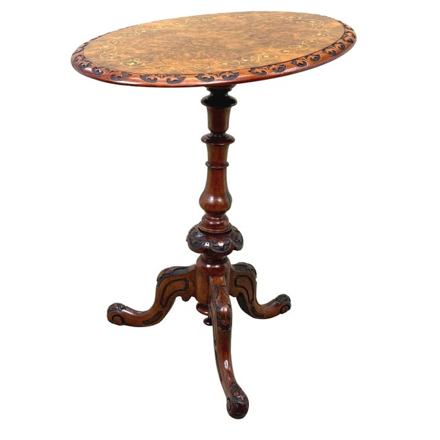 Victorian Burr Walnut Oval Occasional Lamp Table, 19th Century, 1860 For Sale - Image 4 of 11