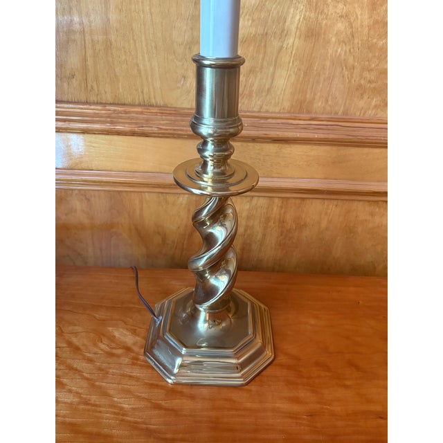 1990s Late 20th Century Brass Barley Twist Table Lamp by Stiffel For Sale - Image 5 of 10