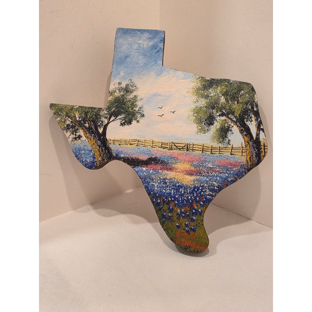 1990s Texas Wildflower Bluebonnet Painting by Doris Pfullmann Reimers For Sale - Image 5 of 7