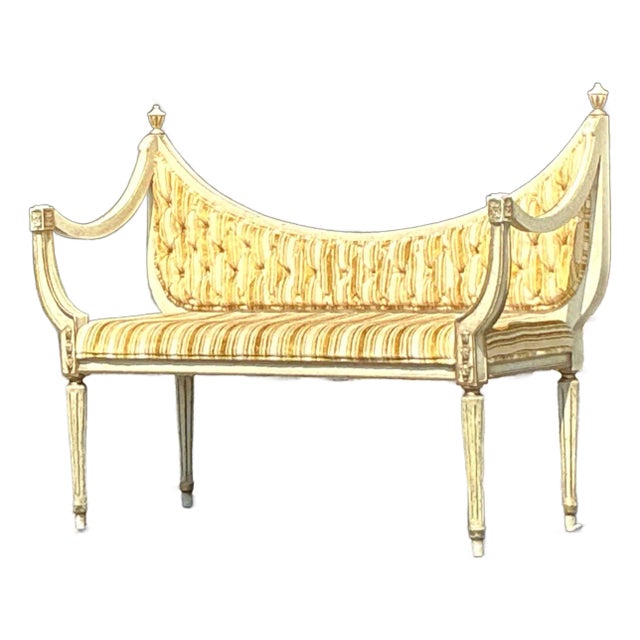 Vintage Regency Tufted Settee For Sale