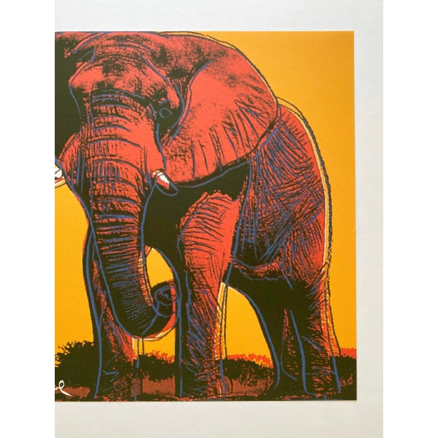 1980s Andy Warhol Vintage 1986 Limited Edition Endangered Species Large Fine Art Lithograph Print " African Elephant " 1983 For Sale - Image 5 of 12