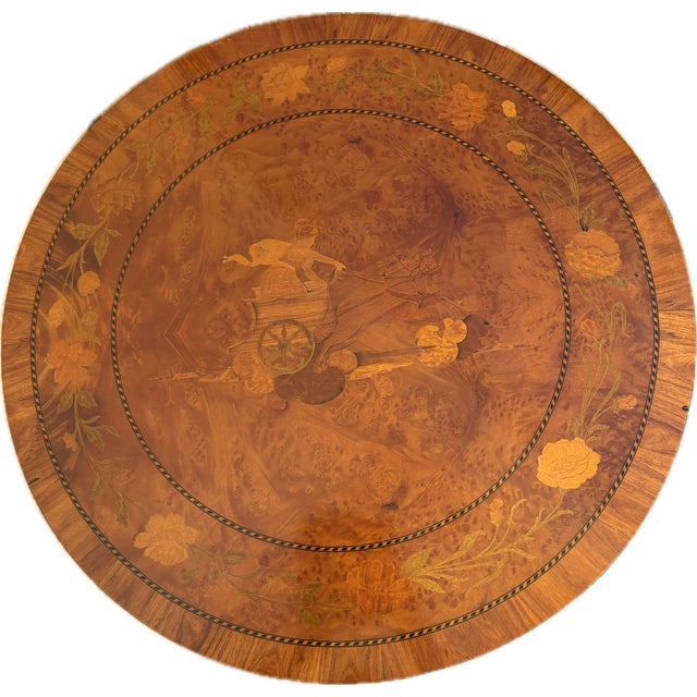 Italian Marquetry Burlwood Center Table With Custom Glass Top For Sale - Image 16 of 17