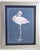 Cleo Plowden White Flamingo Bird Blue White Navy Gray Minimalism Americana Folk Art Original Oil Painting Cleo Plowden For Sale - Image 4 of 4