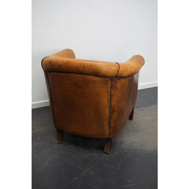Brown Vintage Dutch Cognac Colored Leather Club Chair For Sale - Image 8 of 14