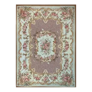 1990s Handwoven French Style Aubusson Area Rug 9’0″ X 12’0″