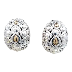 1990s John Hardy Estate Earrings Sterling Silver 14k Y Gold, 2 Pieces
