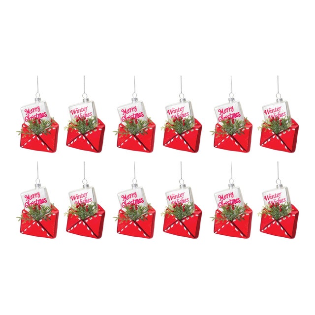 2020s Glittered Glass Santa Letter Ornament (Set of 12) For Sale - Image 5 of 5