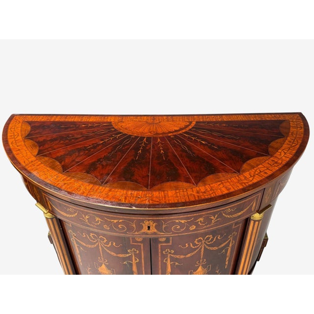 A Pair of Italian Neoclassical, Marquetry, Satinwood, Demilune Chests, Italy, 19th C. For Sale - Image 11 of 18
