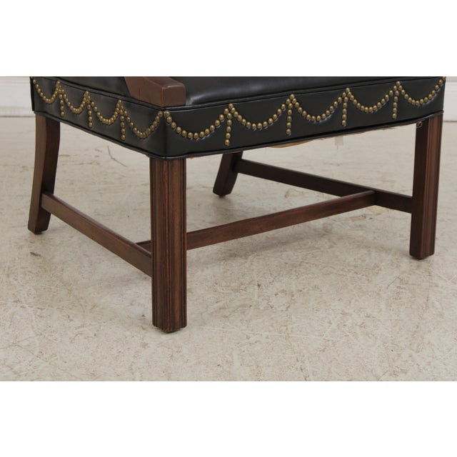Pair of Hickory Chair Co Leather Mahogany Armchairs For Sale - Image 13 of 17