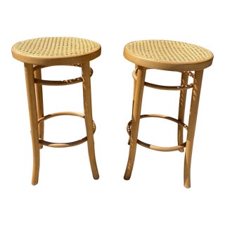 Vintage Thonet Stools- a Pair For Sale