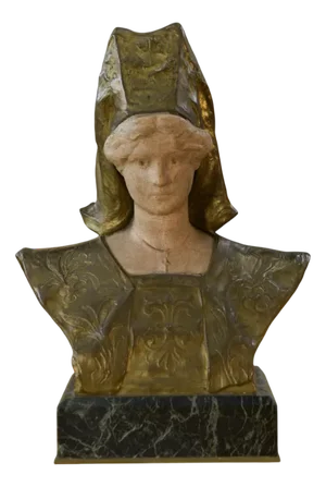 Bronze and Ceramic Bust by Henri Louis Levasseur, 1890s