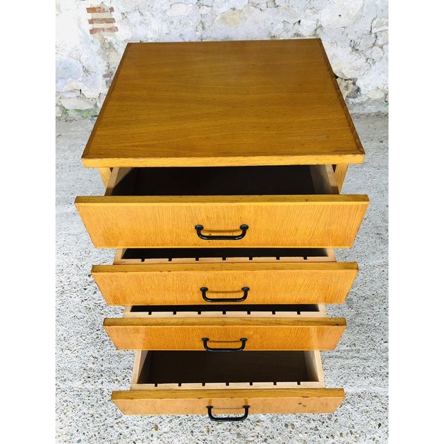 Mid-Century Oak Storage Cabinet on Wheels, 1960s For Sale - Image 6 of 18