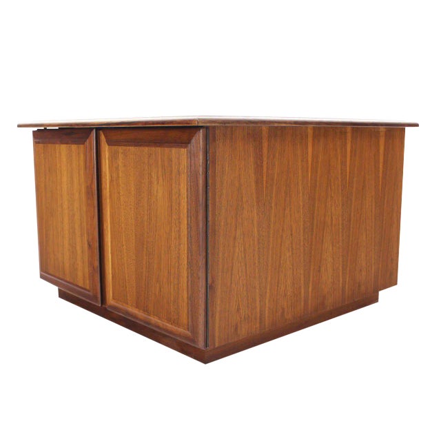 Vintage Mid Century Cube Shape Walnut End or Side Table With Cabinet For Sale - Image 9 of 9