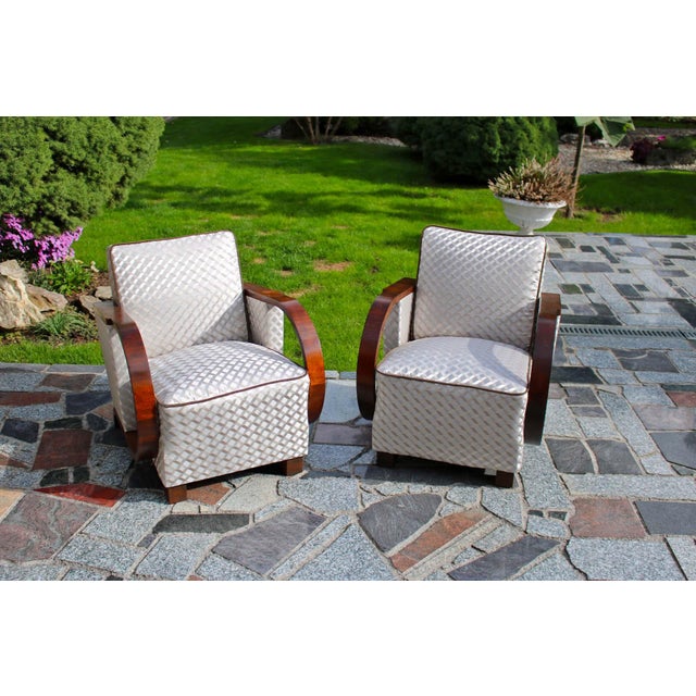 Wood Vintage Art Deco Lounge Chairs, 1920s, Set of 2 For Sale - Image 7 of 10