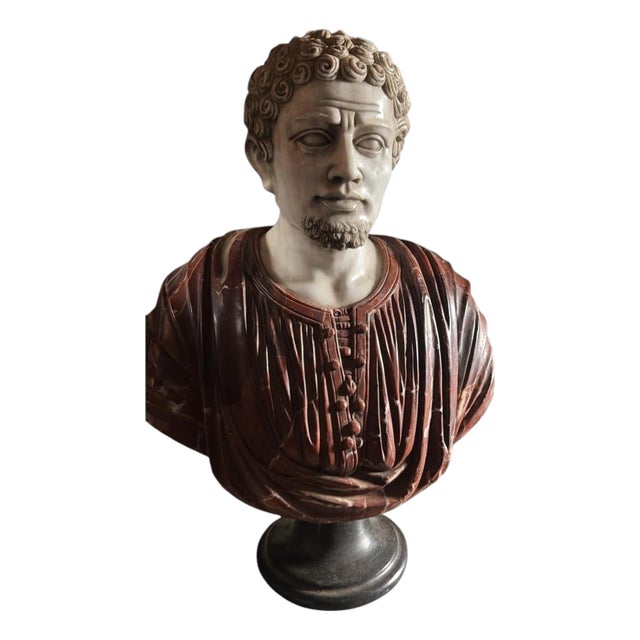Early 20th Century Roman Emperor Bust with Patina, 1920, Marble For Sale