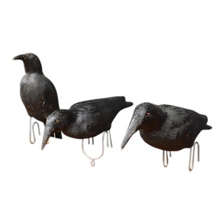Folk Art Crow Decoys – Set of Three For Sale