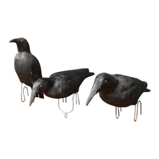 Folk Art Crow Decoys – Set of Three For Sale