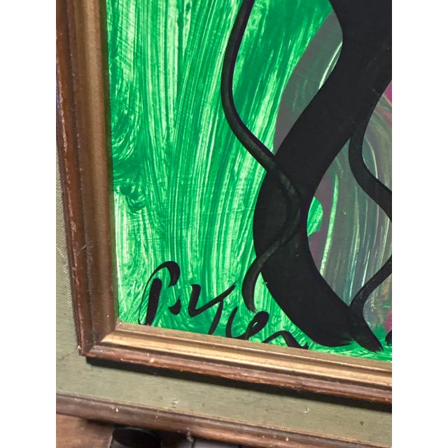1970s Peter Keil Colorful Portrait Abstract Painting For Sale - Image 4 of 6