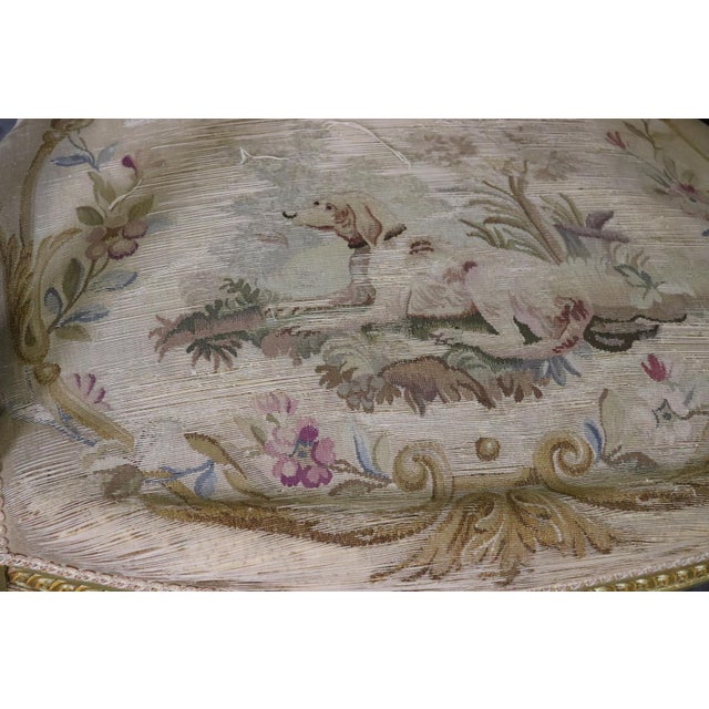 French Louis XVI Giltwood Five Piece Salon Parlor Set With Aubusson C. 1890s For Sale In Philadelphia - Image 6 of 17