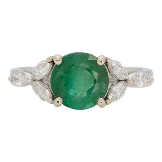 1.6Ct Zambian Emerald Ring With Earth Mined Diamond Accents: Solid 14k Gold, , Size 6.75 For Sale