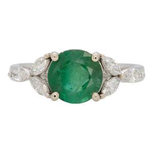 1.6Ct Zambian Emerald Ring With Earth Mined Diamond Accents: Solid 14k Gold, , Size 6.75