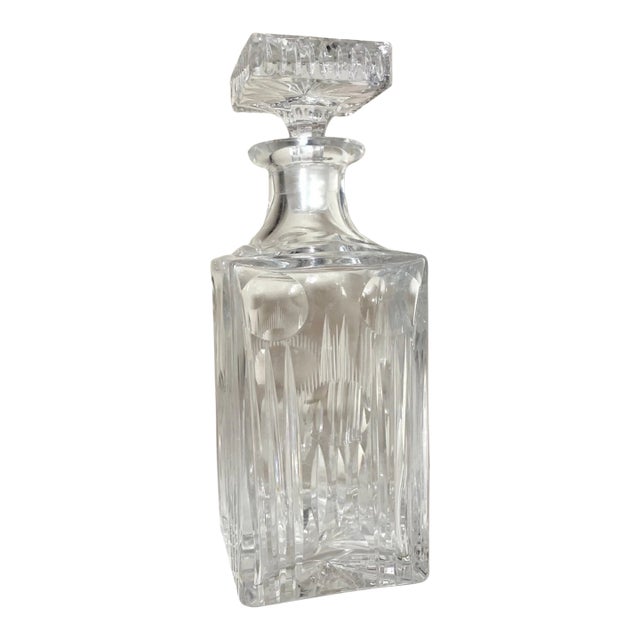 Vintage American Brilliant Cut Clear Crystal Liquor Wine Decanter Glass Bottle For Sale