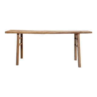 Vintage Natural Elm Wood Console Table For Sale