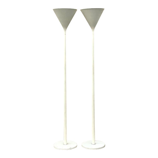 Vintage Boho Signed Nessen Cone Floor Lamps - a Pair For Sale