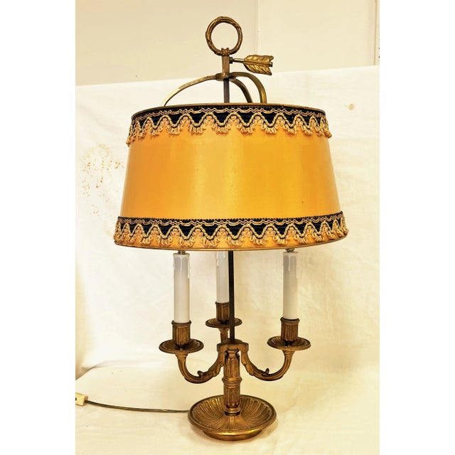 Vintage French Brass Bouillotte Lamp With Height Adjustable Tole Shade For Sale - Image 13 of 13