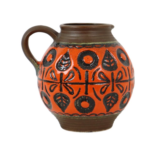 West German Orange Pottery Wekara Vase, 1960s For Sale - Image 10 of 10