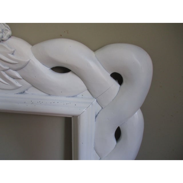 1990s Vintage French Country White Wood Hand Carved With Flowers Picture Frame For Sale - Image 5 of 8