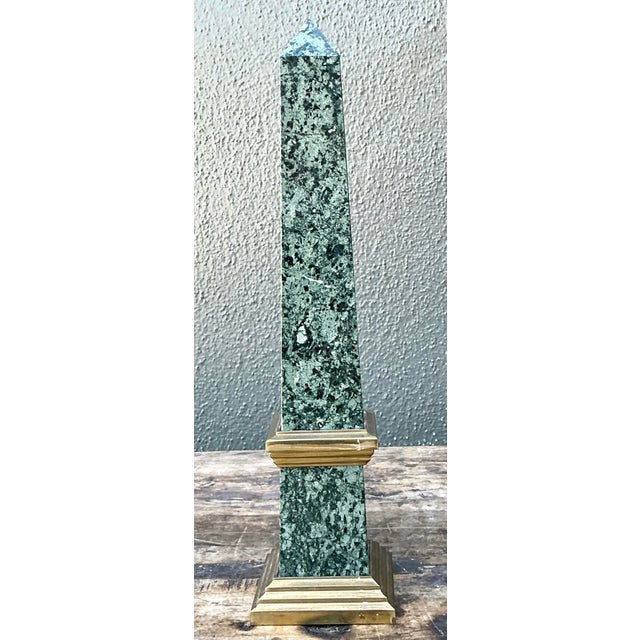 Vintage Neoclassical Green Marble Obelisk For Sale - Image 11 of 12