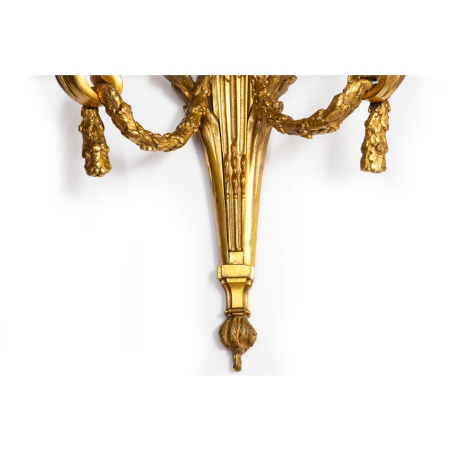 Metal 19th Century French Louis XVI Style Two-Light Wall Sconces Candelabra - a Pair For Sale - Image 7 of 14