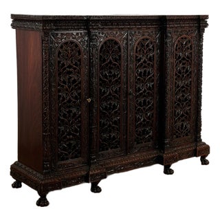 Antique Anglo Indian Ornate Sideboard or Cabinet For Sale