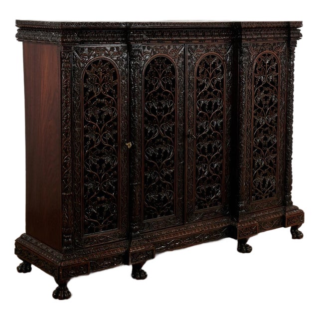 Antique Anglo Indian Ornate Sideboard or Cabinet For Sale