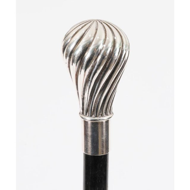 Antique French Silver-Plated Walking Stick Cane For Sale - Image 3 of 10