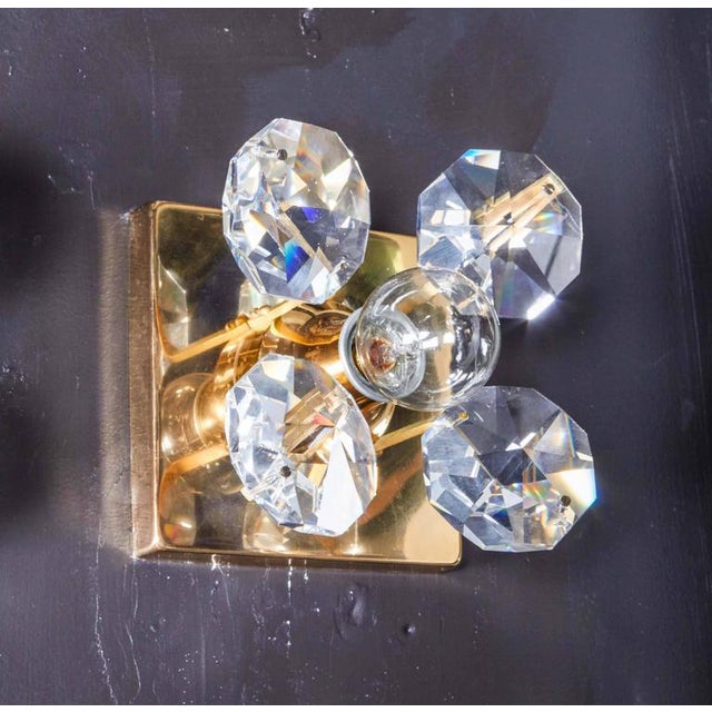 Cut Crystal and Gold Hollywood Regency Sconces by Christoph Palme For Sale - Image 9 of 12