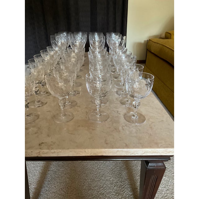 Traditional 36pc Stuart Crystal Minuet Stemware Set Service For Sale - Image 3 of 8