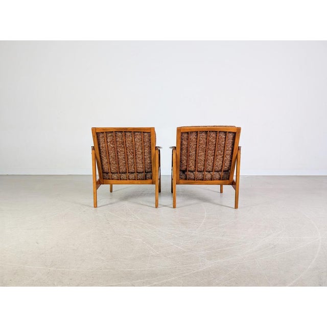 Wood Mid-Century Easy Chairs in Walnut, 1970s, Set of 2 For Sale - Image 7 of 12