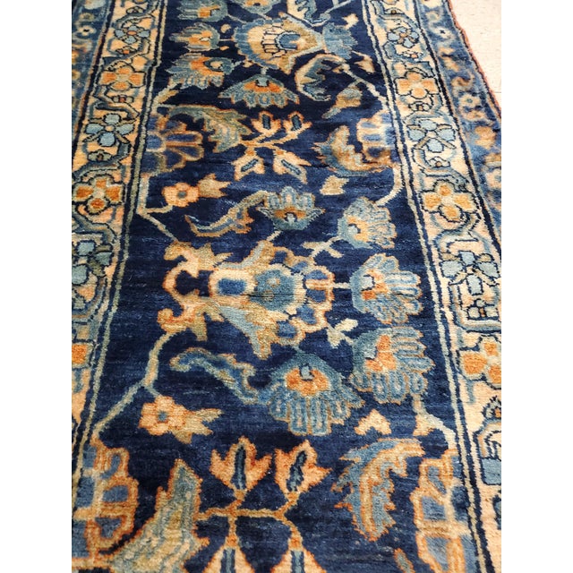 Textile Antique Persian Sarouk Carpet, Handmade Oriental Rug, Navy, Rust, Lt Blue, Ivory For Sale - Image 7 of 18