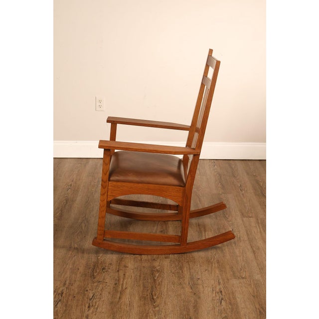 Stickley Mission Collection Harvey Ellis Oak Rocking Chair For Sale - Image 13 of 18