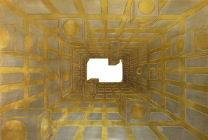 Giuseppe Caiafa, Luce Lucis Optical Panel, 2025, Carved Wood with Gold and Silver Leaf